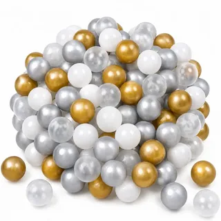 Littletom Bällebad-Bälle 200 Stück, Gold/Grau/Weiß/Transparent, 5.5 cm , Goldfarben , Kunststoff , Rund , 5.5x5.5x5.5 cm , unisex , Spielzeug, Sonstiges Spielzeug