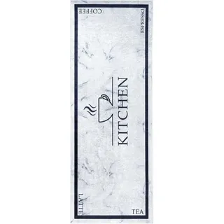 Küchen-Teppich Mazovia - Grau Teppich für die Küche, Muster Kaffee, Kaffeebohnen - Rutschfest, Maschinenwaschbar - 80 x 200 cm - Grau