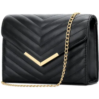 KKXIU Damen-Clutch-Geldbörsen und Handtaschen aus veganem Leder, für Party, Hochzeit, Abschlussball, Braut, A-Schwarz