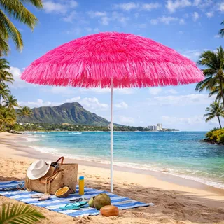 Hawaii Sonnenschirm Gartenschirm Strandschirm Ø1,6m Pink knickbar - Rosa