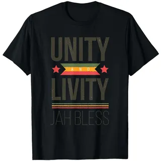 Rastafari Reggae Musik Jah Bless Unity Rasta Geschenk T-Shirt, Herren, Schwarz, XXL