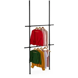 Relaxdays Teleskopregal Garderobensystem 165-300x75-120xHöhe schwarz