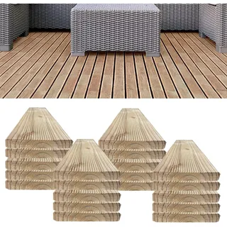 Floranica 20 Stk. Lärchenholz Bretter 120 cm Lang Zaunlatten Terrassendielen Konstruktionsholz geriffelt für Hochbeet & Sichtschutz