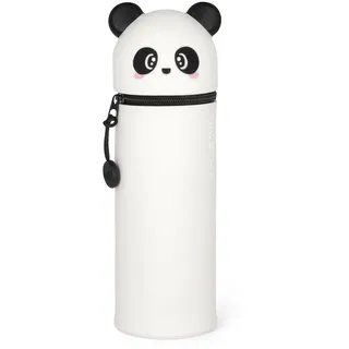 Legami - Kawaii 2-in-1 Schulmäppchen aus weichem Silikon, Panda-Thema, Stifthalter, Reißverschluss, Buntstifte, Marker, H 18,5 cm
