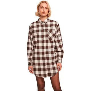 Urban Classics Oversized Check Flannel Langarmhemd - Pink / Brown - S