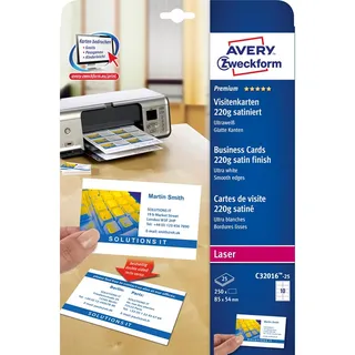 Avery Business cards white satin finish double-sided print 220g Quick & Clean