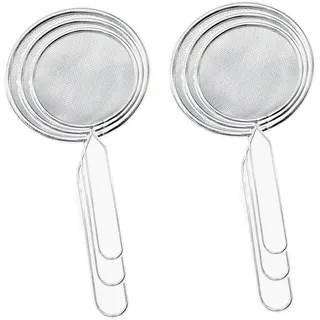 Sieb Küche,Dancepandas 6 Stück 3 Größen 8/10/12cm Küchensieb Edelstahl Passiersieb Edelstahl Sieb Feinmaschig Perfekt zum Sieben, Abtropfen Nudeln, Quinoa, Puderzucker, Gemüse, Obst, Tee