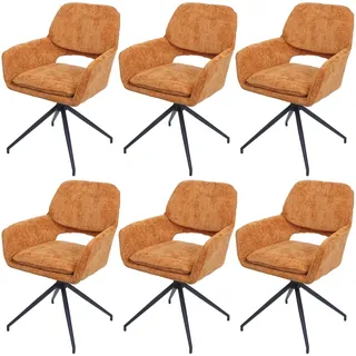 Mendler Esszimmerstuhl HWC-N74 Stoff Chenille ocker-gelb/Orange 6er Set