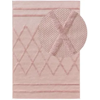 Kunstloft Outdoorteppich Bonte Rosa 120x170 cm , Pink , Kunststoff , Grafikmuster , Rechteckig , 120x1 cm , Gots , wasserabweisend , Teppiche und Böden, Teppiche, Outdoorteppiche