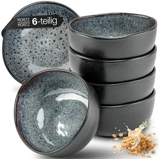 Moritz & Moritz ORGANIC Müslischalen Set 6-teilig Grau, Steingut Bowls im modernen Design, ca. 500 ml Füllmenge, einzigartiger Farbverlauf, robust und spülmaschinengeeignet