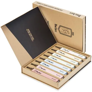 Bacher Schleifstein Set 8 Wetzstein mit Körnung #120 - #8000 für Küche Messerschärfsystem, Abziehstein für Messerschärfer Profi mit festem Winkel von Apex Edge, Ruixin und KKmoon