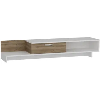 moebel17 TV Board Lowboard Fernsehtisch Fernsehschrank Sideboard, Fernseh Schrank Tisch für Wohnzimmer I Weiß Walnuss I Wrap 1681 I 161,8 x 39 x 30,6 cm