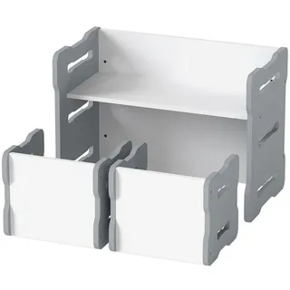Costway Kindertisch mit 2 Stühlen grau(3-tlg) , Grau , Holzwerkstoff , 68x52x39 cm , Babymöbel & Kindermöbel, Kinderzimmer & Jugendzimmer, Kindersitzgruppe