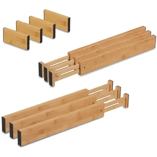 Relaxdays Schubladentrenner 43,5 bis 56,5 cm 10-tlg. Natur