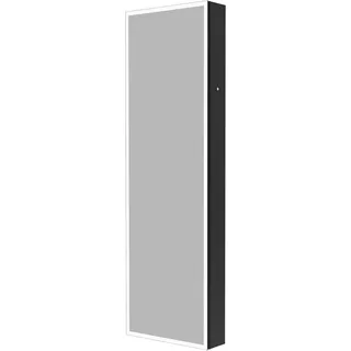 HOME DELUXE LED-Spiegelschrank OSMO Schwarz - 50 x 160 cm I LED Spiegelschrank mit Steckdose, Beleuchteter Kosmetikspiegelschrank, Dimmbarer LED Badezimmerspiegelschrank, Antibeschlag LED Spiegelschrank, Touch-Bedienung LED Spiegelschrank, Energiesparender LED Spiegelschrank, Moderner Badspiegel mit Beleuchtung, Spiegelschrank mit USB-Anschluss, Hochwertiger LED Kosmetikschrank, Multifunktionaler LED Spiegelschrank - Schwarz