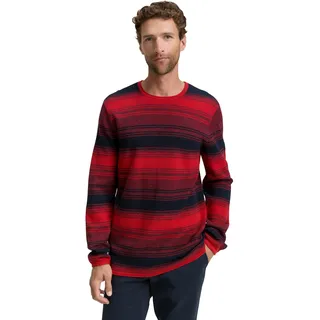 TOM TAILOR Herren 1048259 Strickpullover im Streifenmuster, 36199-Red Navy Stripe Design, XS