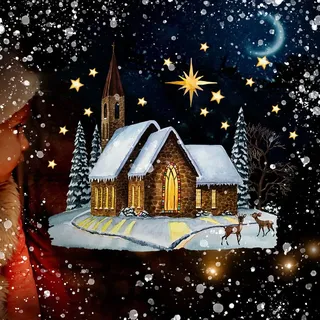 Fensterbild Weihnachtsdeko Weihnachten Winter Kirche wiederverwendbar Fensterdeko Fensterbilder Kinder Zimmer bf161 ilka parey wandtattoo-welt®
