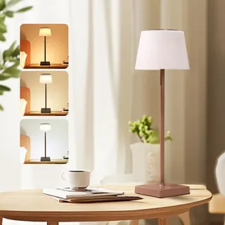 Aigostar LED Akku Tischlampe Kabellos, Tischleuchte Touch Dimmbare, 3 Farbtemperatur, Nachttischlampe IP54 Wasserdicht für Innen und Außen, Schlafzimmer, Wohnzimmer, Restaurant, Garten - Dunkelbraun