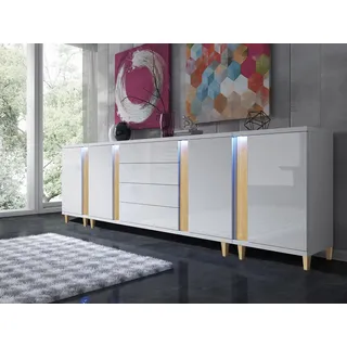GLAMOUR LARGE Schubladenblock GLAMOUR GLASS MARCO 280 (WEISS/HOLZ) - Weiß, Braun