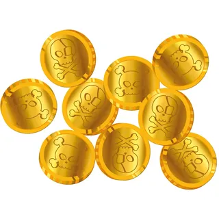 Folat 27480 Piraten Deko Kinder Geburtstag - Goldmünzen Piraten Edelsteine - Pirate Party - 50 Münzen - Münzkonfetti Accessoires für Piratenschatz Piratenparty Mädchen Junge