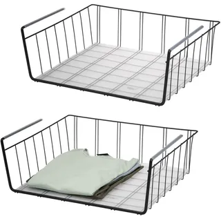 eluno Schrankkörbe 2er-Set, schwarz , Schwarz , Metall , 61x20x45.5 cm , Kleinmöbel