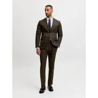Anzug JACK & JONES "JPRCOSTA SUIT", Herren, Gr. 52, N-Gr, braun (delicioso fit:super slim fit), Web, Obermaterial: 100% Polyester, unifarben, sehr schmal, Anzüge Anzug, aus Polyester, sehr schmale Passform, mit Reverskragen, Langarm-Sakko