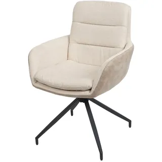 MCW Esszimmerstuhl MCW-K32, Küchenstuhl Lehnstuhl Stuhl, drehbar Auto-Position, Stoff MVG ~ creme-beige