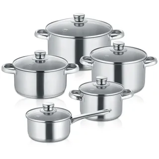 Berndes New Roma Topf-Set 5-tlg. Kochtopf + Stielkasserolle + Fleischtopf + Bratentopf + Dämpfeinsatz