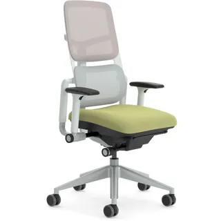 Steelcase Please Air Ergonomischer Bürodrehstuhl mit höhenverstellbarer Lumbalstütze Spross/Möwengrau