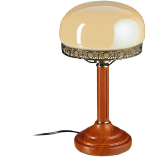 Relaxdays Tischlampe Rund Beige
