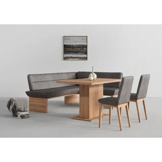 Home Affaire Eckbankgruppe »Beluna + Cross Essecke Sitzgruppe Eckbank Küchenbank BESTSELLER« Set, Eckbank, 2 Stühle und Tisch, 4 Stk. tlg. Sitzgruppe Esszimmer Stühle Tisch und Bank bequem gepolstert, grau