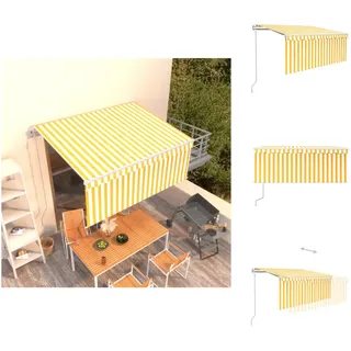 vidaXL Markise Automatisch Einziehbar mit Volant 3x2,5 m Gelb und Weiß - Markisen - Gelb