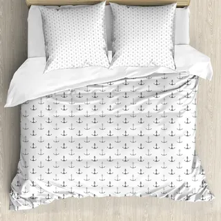 ABAKUHAUS Anker Bettbezug, Hipster Little Hearts, Milbensicher Allergiker geeignet mit Kissenbezügen, 200 cm x 200 cm - 80 x 80 cm, Schwarz-Weiss