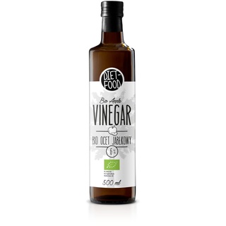 DIET-FOOD Bio Apfelessig 6% - Gewonnen durch Natürliche Essiggärung von Apfelwein - Apfelwein Essig - Apfel Cider Vinegar - Viele Anwendungen - Glasflasche - Inhalt 500 ml