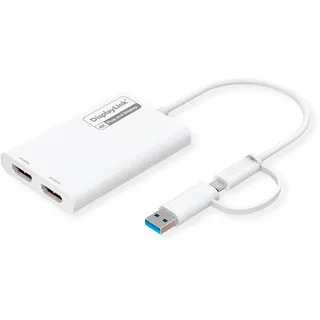 Roline Multi-DisplayLink Adapter USB Typ A+C - 2x HDMI, Multi-Stream 4K