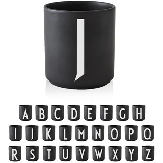 Design Letters Porzellan Kaffeetassen A-Z | Schwarze Tassen für Weihnachten, Weihnachtsgeschenke Kleinigkeiten, Weihnachtsgeschenke für Frauen, Männer | Kaffeebecher | Tasse Personalisiert | 250 Ml
