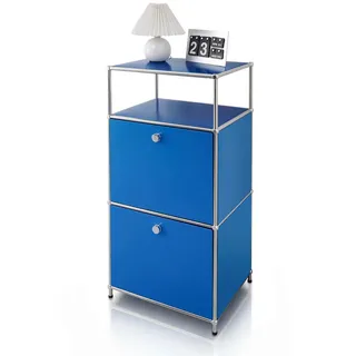 Floordirekt Standregal , Blau , Metall , 50x100x40 cm , stehend , Wohnzimmer, Regale, Bücherregale