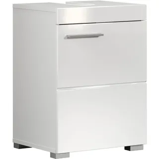 trendteam Waschbeckenunterschrank 1 Tür 40 x 56 x 34 cm Weiß/Weiß Hochglanz