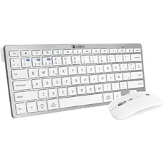 SUBBLIM Bluetooth-Tastatur und Maus, 2,4 G, kompakt, leise, USB-Empfänger, 2,4 G, wiederaufladbarer Akku, PC, Laptop, spanische Tastatur, Maus 1600 dpi, silberfarben