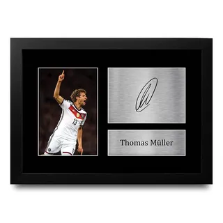 HWC Trading A4 FR Thomas Muller Deutschland Geschenke gedruckt Autogramm Bild für Fans und Unterstützer - A4 Eingerahmt