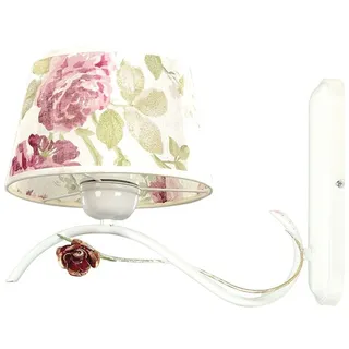 Licht-Erlebnisse VASANTA Wandleuchte Stoffschirm Florale Weiß Landhaus E27