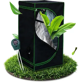 Melko Growbox Growzelt 120x120x200 cm mit 3-in-1 Messgerät lichtdicht | reflektierende Innenfolie, 600D-Oxford-Gewebe, herausnehmbarer Boden, verschließbare Kabel- und Luftöffnungen, Hydrokultur