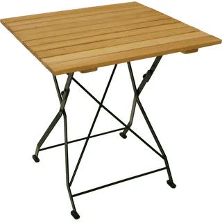 DEGAMO Bistrotisch Gartentisch Klapptisch BAD TÖLZ 70x70cm quadratisch , Flachstahl grün + Holz Robinie, klappbar - Grün, Braun