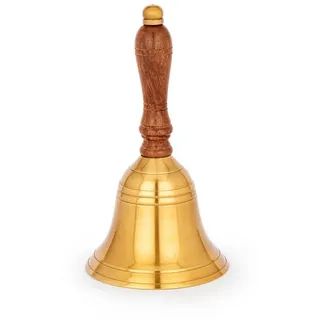 Nklaus Handglocke aus Messing mit Holzgriff 18x8,5cm Tischglocke Nautische Dekoration 11584
