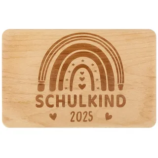 Belillpipi Frühstücksbrett Schulkind Regenbogen – 2025 Einschulung Geschenk für Mädchen & Jungen – 22x14cm, personalisiertes Andenken zum Schulanfang