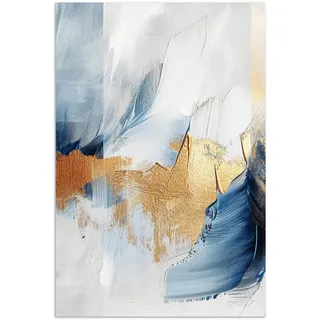 MuchoWow Poster Gold - Blau - Aquarell - Kunst - Modern 40x60 cm , Hellblau , Papier , Rechteckig , 40x60x0.1 cm , Bilder & Rahmen, Bilder, Sonstige Wandbilder