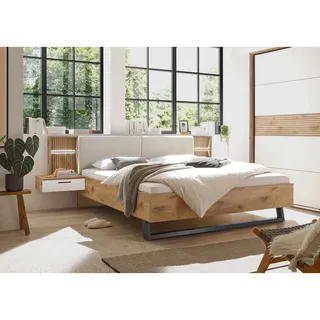 Mid.you Bettanlage , Weiß, Eichefarben , F , 180x200 cm , gepolstertes Kopfteil, für Rollrost geeignet, für Lattenrost geeignet , Schlafzimmer, Komplette Schlafzimmer und Serien, Schlafzimmerserien