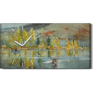 Leinwand Uhr Küche Wohnzimmer Bild 60x30 Winslow Homer Ein Oktobertag Vintage - weiße Hände - Gelb