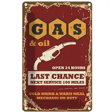 Blechschild 18x12 cm - Gas and Oil Last chance