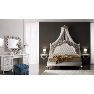 Schminktisch + Spiegel + Hocker Edle Anrichte Schlafzimmer Kommode Barock Rokoko - Weiß